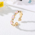 Gold Tone Crystal Heart and Round Evil Eye Adjustable Rings view 3
