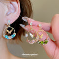 Butterfly Hoop Stud Earrings with Colorful Crystal Accents view 2