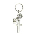 Silver Tone Metal Cross Keychain With I Love Jesus And Symbol Charms view 5