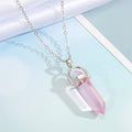 Silver Tone Bullet Crystal Pendant Necklaces in Six Colors view 5
