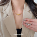Sculpted Curved Bar Pendant Necklace in Polished Gold and Silver Tones view 3