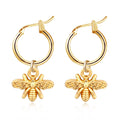 Mini Metal Charm Hoop Earrings Tiger Plane Bee Heart Disc view 6