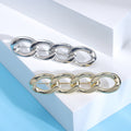 Four Open Oval Link Metal Brooch in Silver and Gold view 3