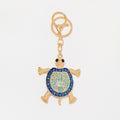Gold Rhinestone Turtle Keychain Enamel Shell Bag Charm view 5