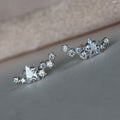 Gold and Silver Tone Star CZ Climber Crawler Earrings view 4