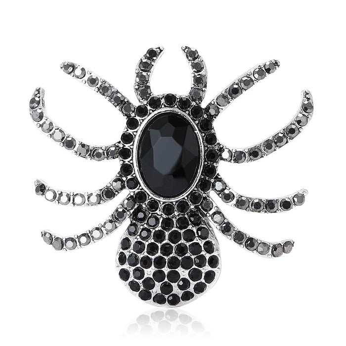Jeweled Spider Brooch in Red Brown Blue or Black Colors