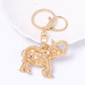 Rhinestone Flower Elephant Keychain Enamel Metal Bag Charm view 4