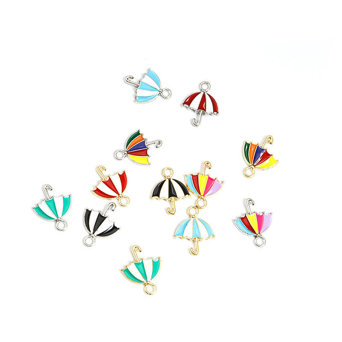 Enamel-Look Umbrella Alloy Charms in 12 Styles for Jewelry Crafts