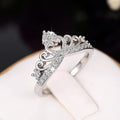Silver Heart Crown Clear CZ Openwork Ring Sizes 6-10 view 3