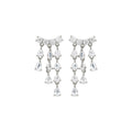 Silver Crystal Teardrop Tassel Earrings Bar Necklace view 5