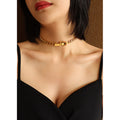 Broad Curb Link Choker Necklace with Front Clasp in Gold and Silver Tone view 7