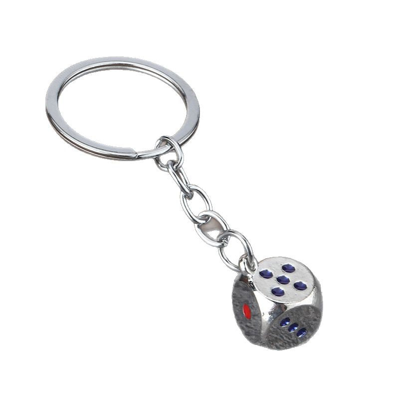 Colorful Alloy Dice Keychain Metal Car Key Ring Gift