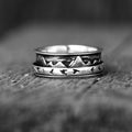 Silver Tone Wide Spinning Mountain and Flying Bird Band Ring view 2