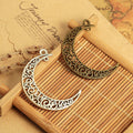 Large Filigree Crescent Moon Metal Charm in Four Finishes view 2