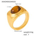 Oval Tiger Eye Signet Ring Gold Or Steel Tone Size 7 view 7