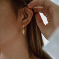 Gold Tone Scorpion Charm Huggie Hoop Drop Earrings Metal view 2