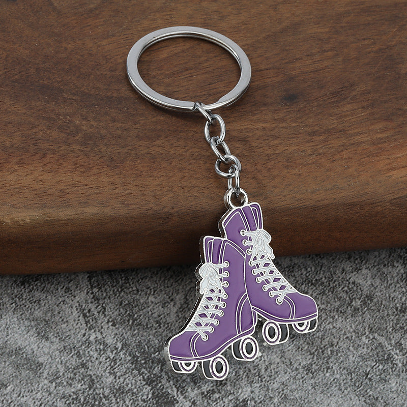 Orange Roller Skate Metal Keychain Fashion Inline Skate Key Ring