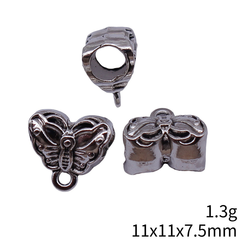 11x11x7.5mm 1.3g Antique Silver Zinc Alloy Double Sided Butterfly Through Hole Beads for DIY Jewelry Making