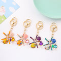 Enamel Starfish Shell Pearl Rhinestone Keychain 4 Colors view 2