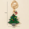 Green Beaded Christmas Tree Charm Keychain With Stocking view 6