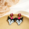 Red Hood and Gray Wolf Cartoon Acrylic Dangle Earrings view 3