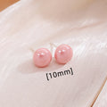Pink Pearl Look Classic Round Stud Earrings in Two Sizes view 6