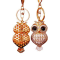 Jeweled Heart Owl Keychains in Pink Blue and White Color Options view 5