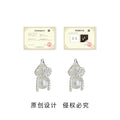 Silver Pearl Gourd Twist Rope Bow Clip And Stud Earrings view 3