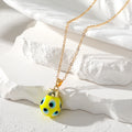 Gold Tone Spotted Glass Evil Eye Pendant Necklaces in Five Colors view 8