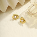 Gold Tone Flower Heart and Pearl Look Stud Earring Collection view 2