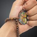 Brown Wood Bead Colorful Tree of Life Pendant Bracelet view 4
