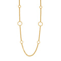 Gold Stainless Steel Long Chain Necklace With Zircon Circles view 5