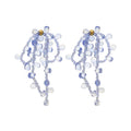 Beaded Branch Cascade Long Stud Earrings in Three Colors view 5