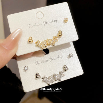 Rhinestone Horse Gourd Crystal Stud Earring Six Piece Sets