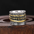 Mixed-Metal Engraved Spinner Wide Ring In Antiqued Silver Tone view 3