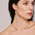 Gold Bird Charm Necklace Stones Or Pearls And Pearl Hoops view 2