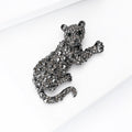 Rhinestone Leopard Brooch with Curved Tail and Spotted Body view 3