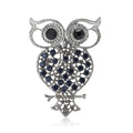 Antique Silver Openwork Owl Brooch Blue Multicolor Rhinestones view 5