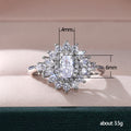 Silver Tone Oval Clear Stone Floral Halo Ring Statement Jewelry view 5