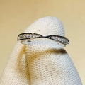 White Gold Twisted Pave Clear Thin Band Ring Metal Alloy view 2