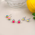 Six-Pair Rainbow Heart Star and Candy Small Stud Set view 3