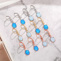 Gold Rose Silver Blue Oval Stone Leverback Clip Earrings view 3