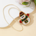 Beaded Snowman Charm Pendant with Pearl Accents and Cream Cord view 3