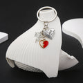 Silver Tone Heart Cupid and Red Broken Heart Keychain view 2