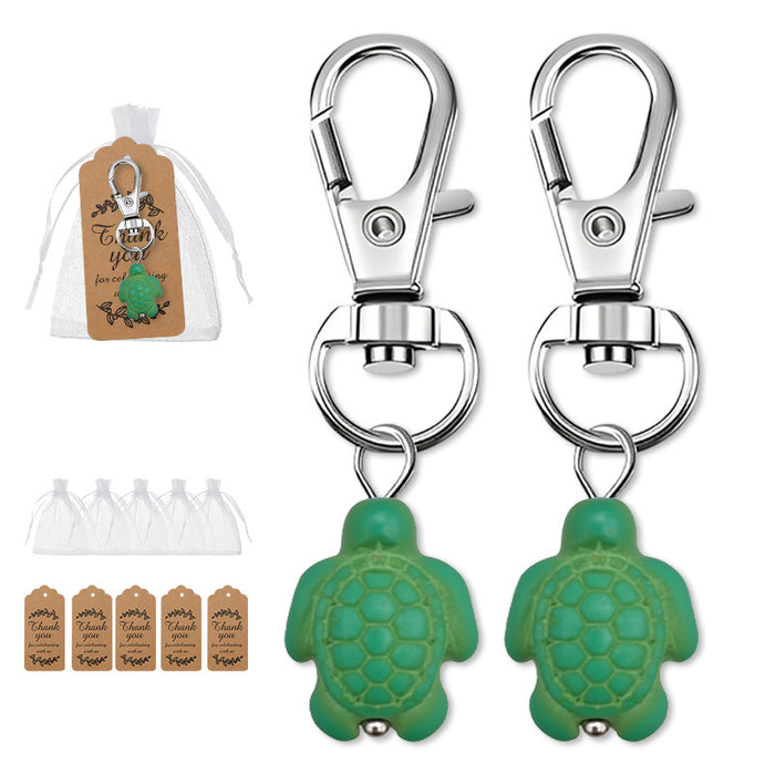 Green Synthetic Turquoise Turtle Lobster Clasp Keychain