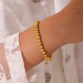 Gold Bead Pull-Cord Bracelet With Sliding Adjustable Fit view 4