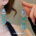 Antique Tone Sequin Chandelier Earrings with Reflective Details view 4
