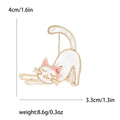 Enamel Stretching Cat Brooch White or Black Pink Bow Pin view 4