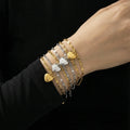 Puffed Heart Link Bracelets in Gold and Silver Tone view 2