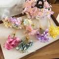 Fabric Flower Gold Fork Hair Stick Pins Six Colors view 2